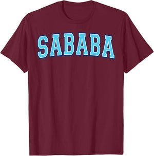 Sababa Hebrew Slang Cool Varsity Blue Letters T-Shirt - T-Shirt | Maroon