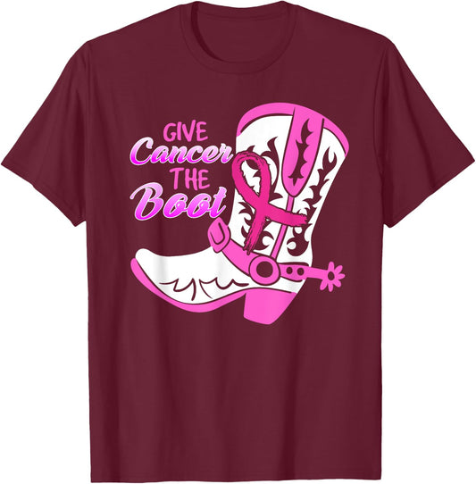 Give Cancer The Boot T-Shirt - T-Shirt | Maroon