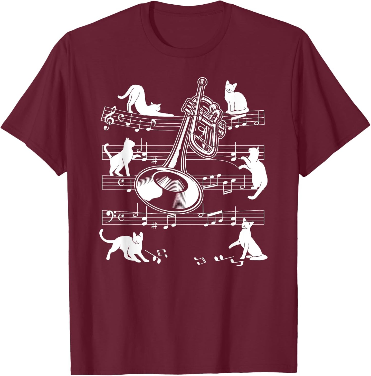Trumpeter Cats for Cat loving Trumpet player T-Shirt - T-Shirt | Maroon