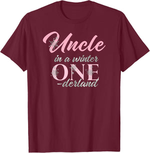 Uncle Of The Birthday for Girl Winter Onederland 1st T-Shirt - T-Shirt | Maroon