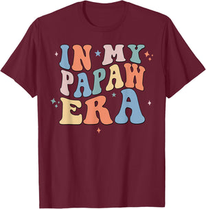 In My Papaw Era Retro Groovy Father's Day T-Shirt - T-Shirt | Maroon