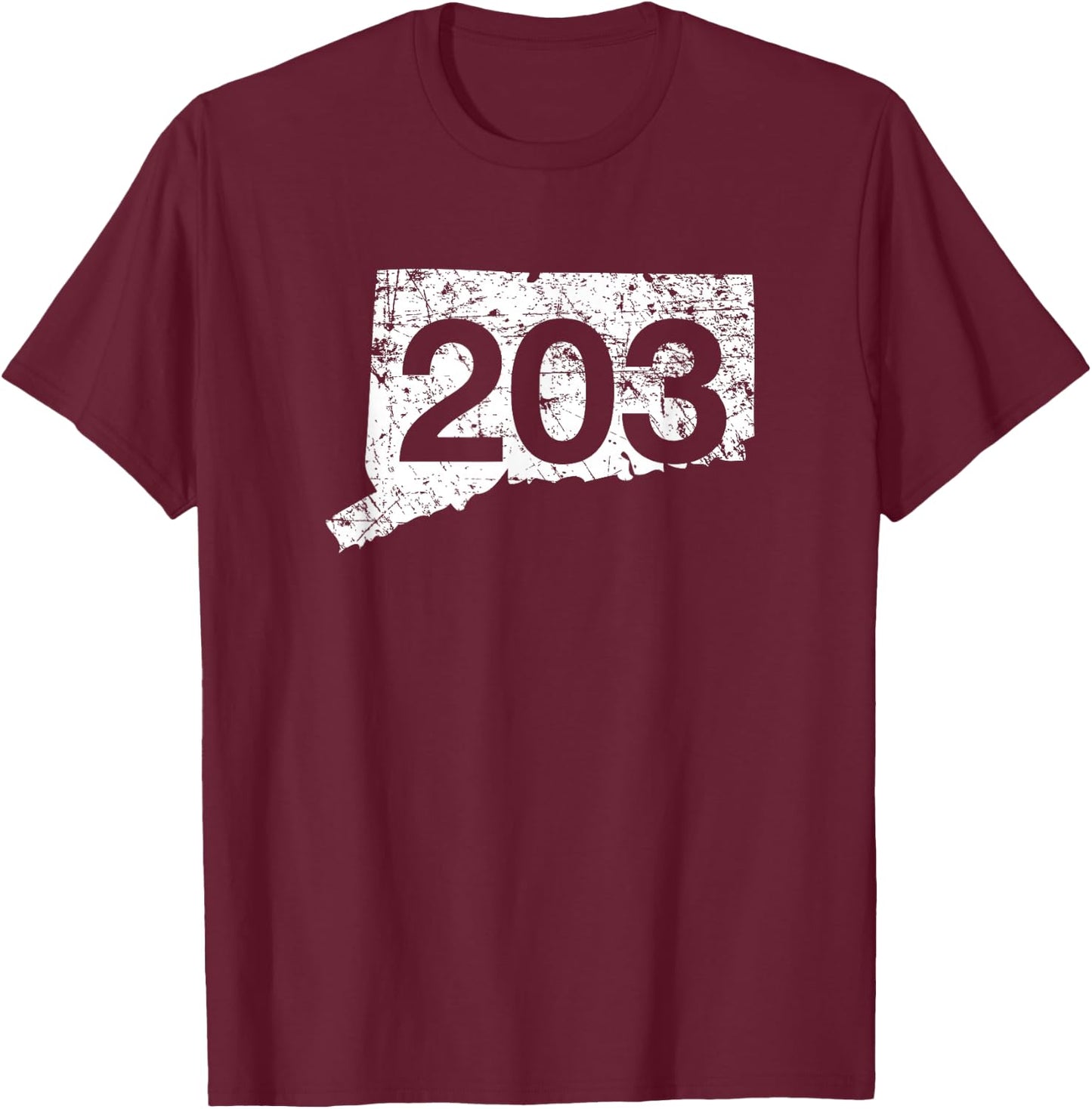 Stamford Bridgeport Area Code 203 Shirt, Connecticut Gift T-Shirt - T-Shirt | Maroon