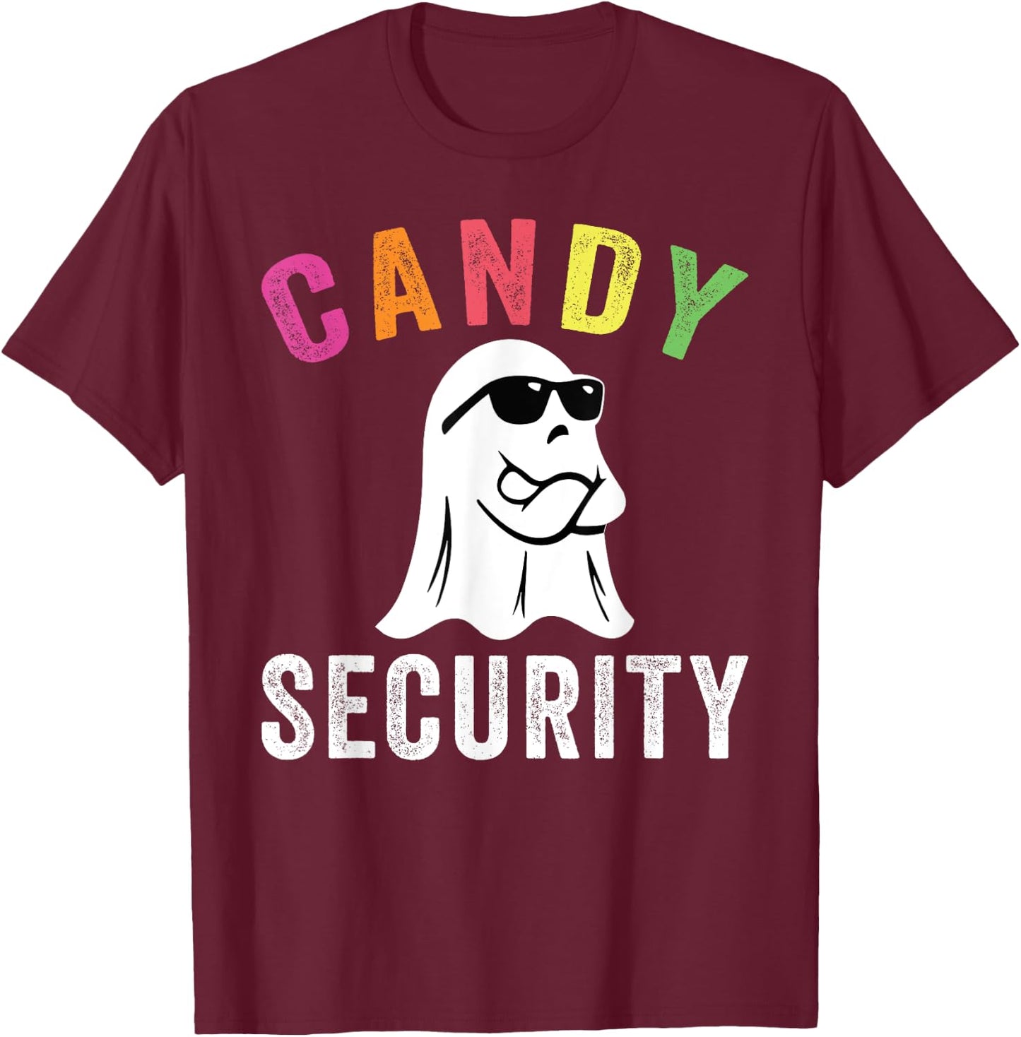 Halloween Costume Halloween Candy Security Funny Ghost T-Shirt - T-Shirt | Maroon
