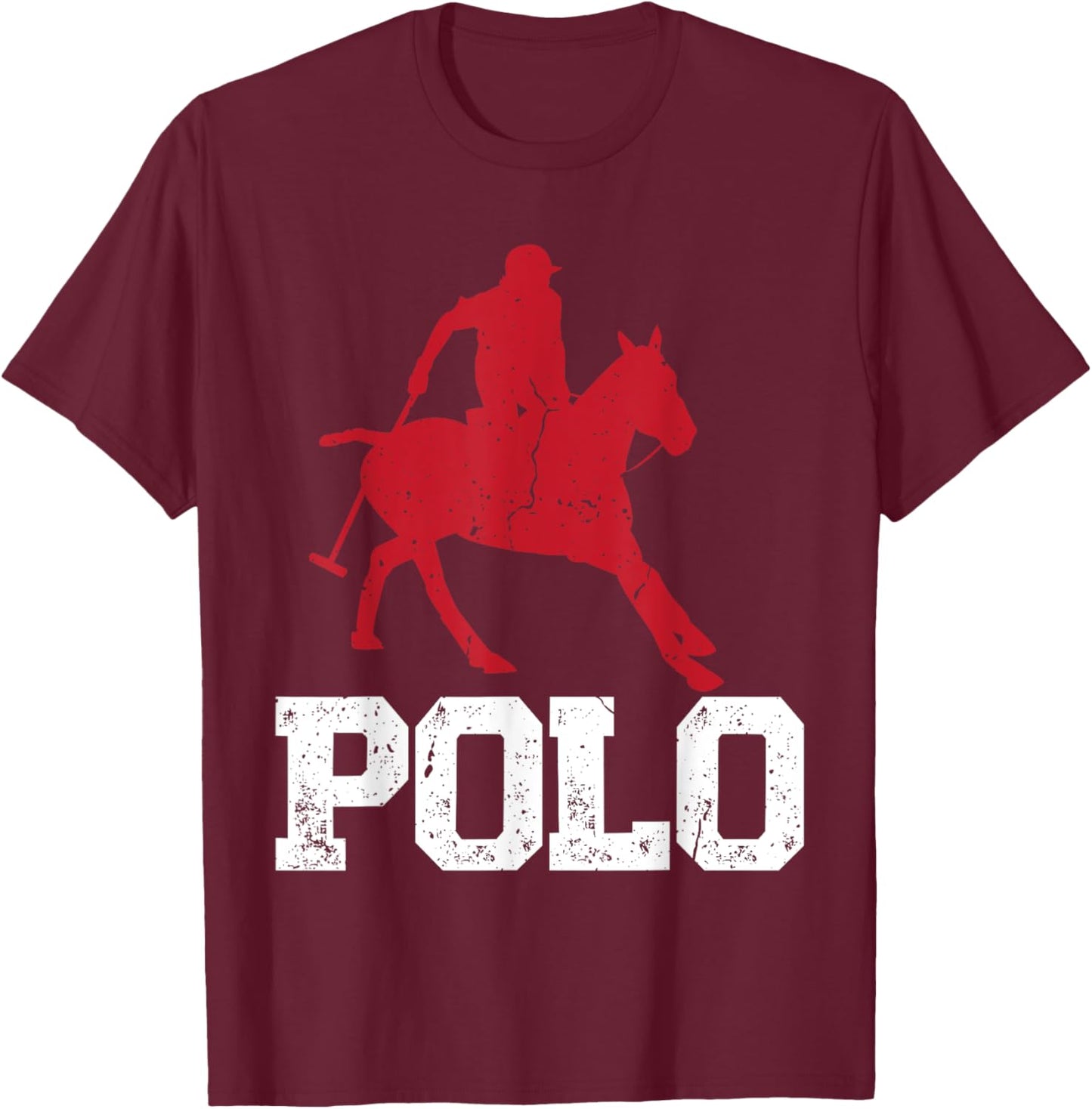 Polo Players Horseback Riding Horse Equestrian Sports T-Shirt - T-Shirt | Maroon