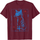 Samurai Cat - Japanese Brushstroke Art Streetwear Design T-Shirt - T-Shirt | Maroon