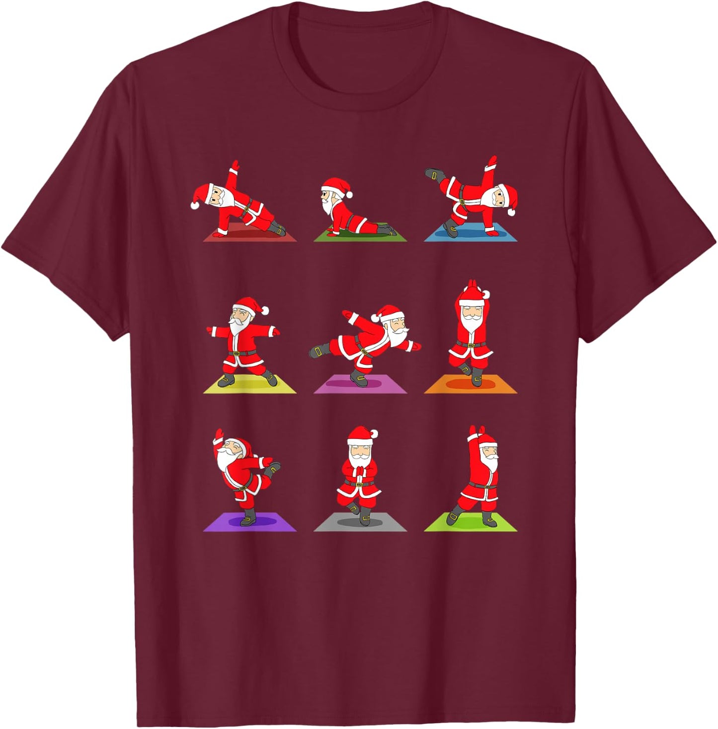 Christmas Yoga Santa Claus Xmas Gift T-Shirt - T-Shirt | Maroon