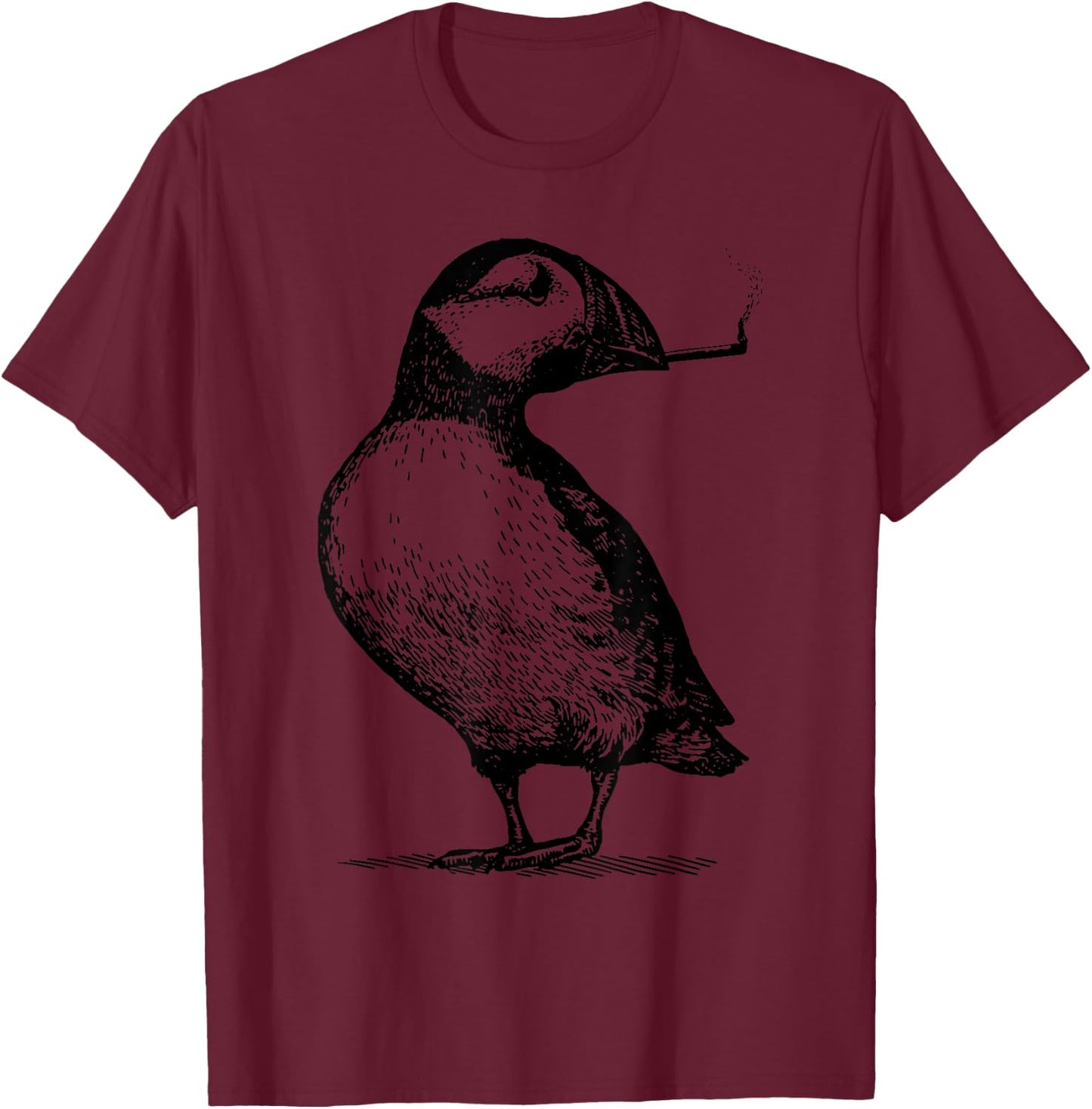 Vintage Cute Puffin Smoking Weed Cannabis Marijuana Stoner T-Shirt - T-Shirt | Maroon