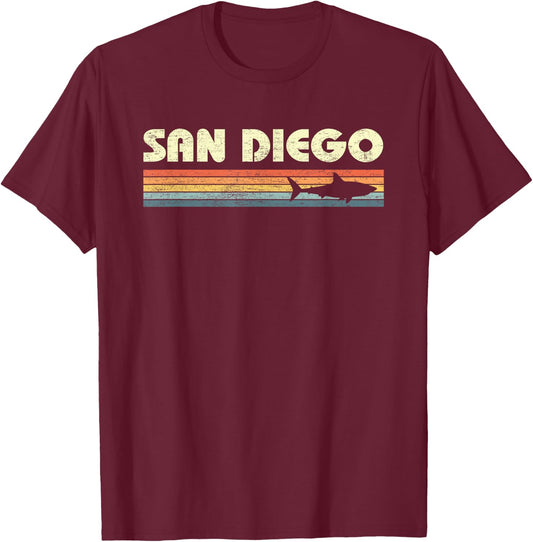 San Diego California Vintage Shark Souvenir Kids T-Shirt - T-Shirt | Maroon