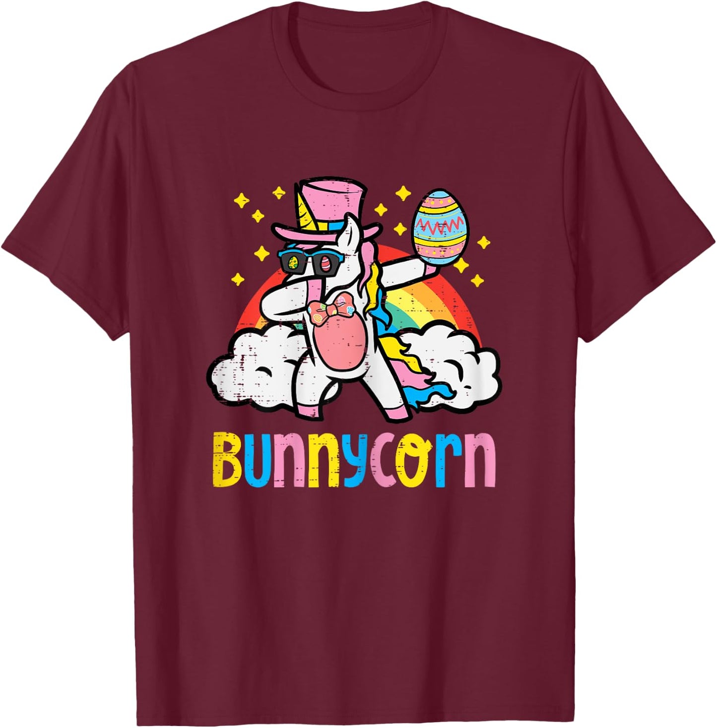 Bunnycorn Easter Unicorn Dab Dance Toddler Girls Kids Women T-Shirt - T-Shirt | Maroon