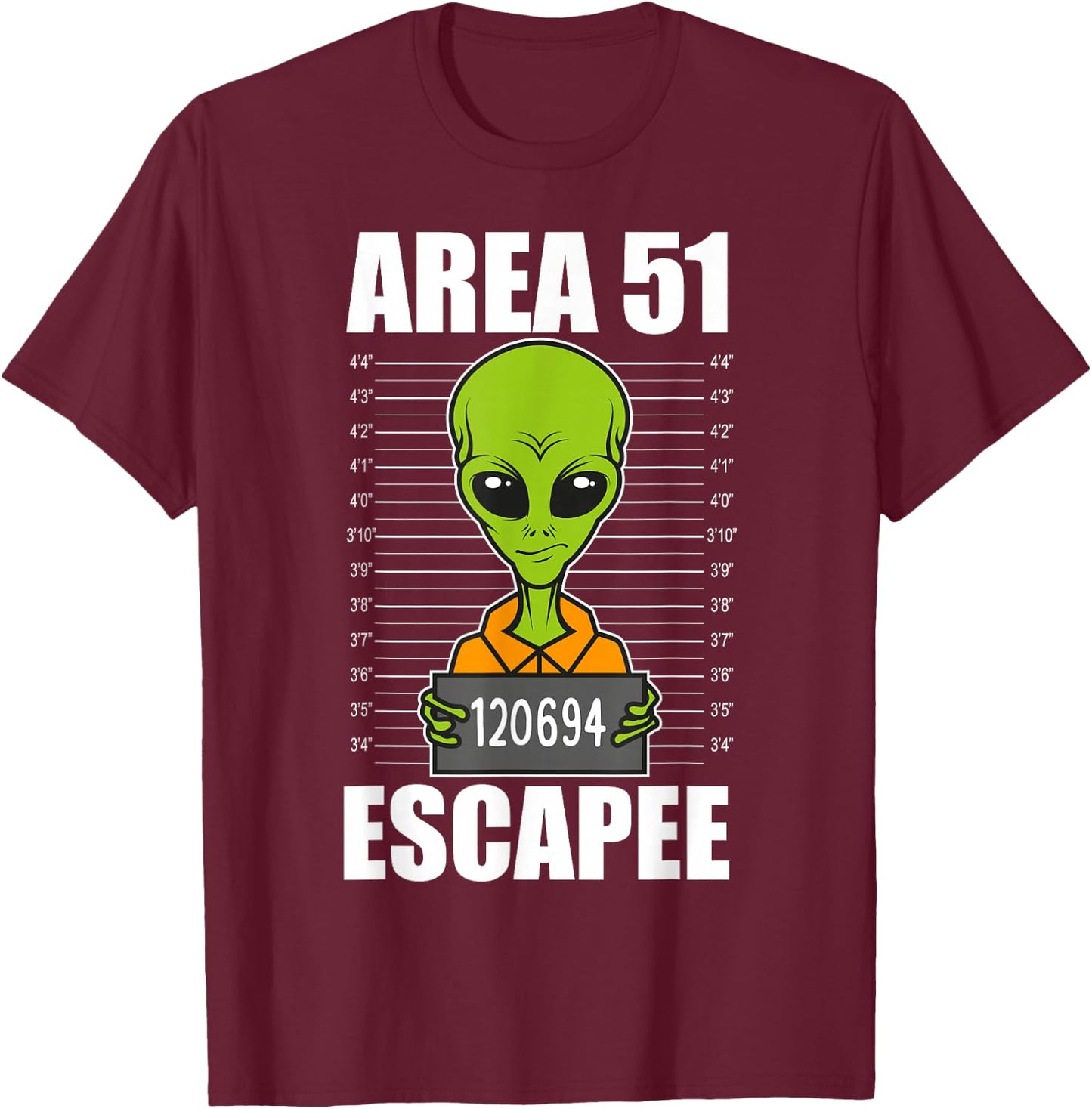 Storm Area 51 Alien Escapee from Area 51 - Alien Mugshot T-Shirt - T-Shirt | Maroon
