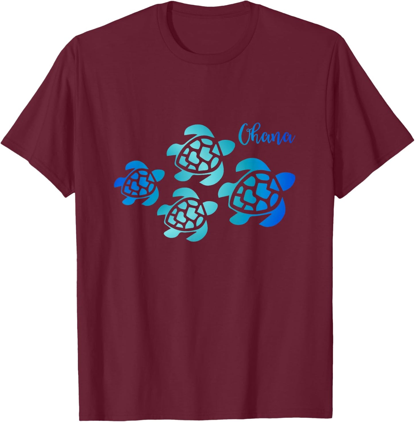 Ohana Sea Turtle Family Hawaii Vacation Tropical Hawaiian T-Shirt - T-Shirt | Maroon