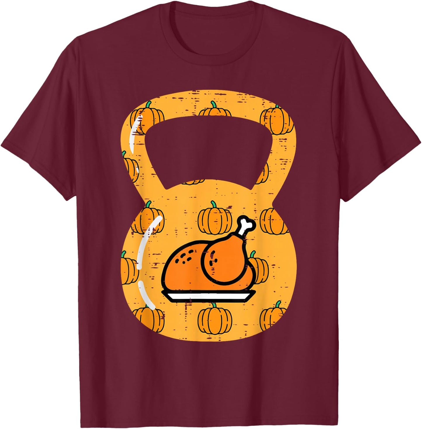 Thanksgiving Workout Kettlebell Fall Exercise Men Women Kids T-Shirt - T-Shirt | Maroon