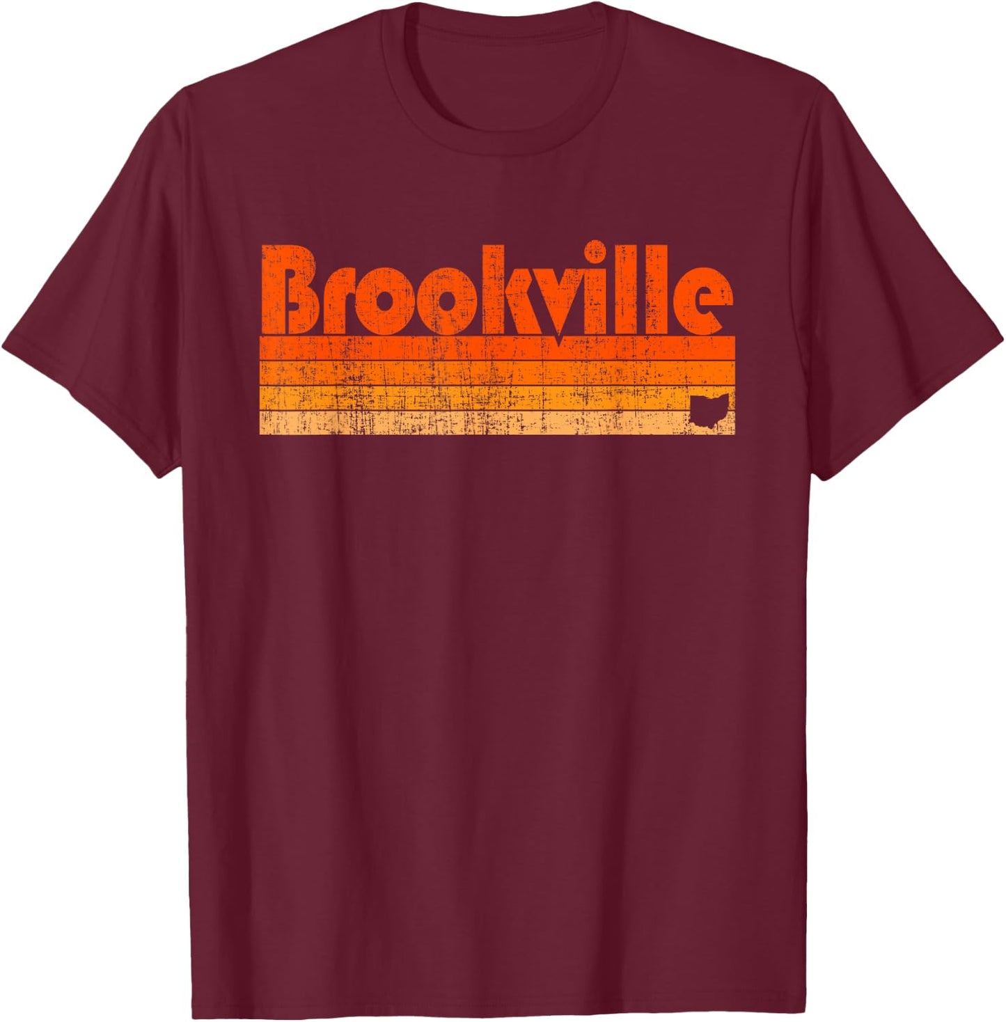 Brookville, Ohio Retro 80s Style T-Shirt - T-Shirt | Maroon