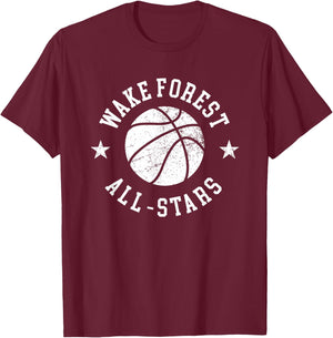 Wake Forest Vintage All-Stars Retro 80s Basketball T-Shirt - T-Shirt | Maroon