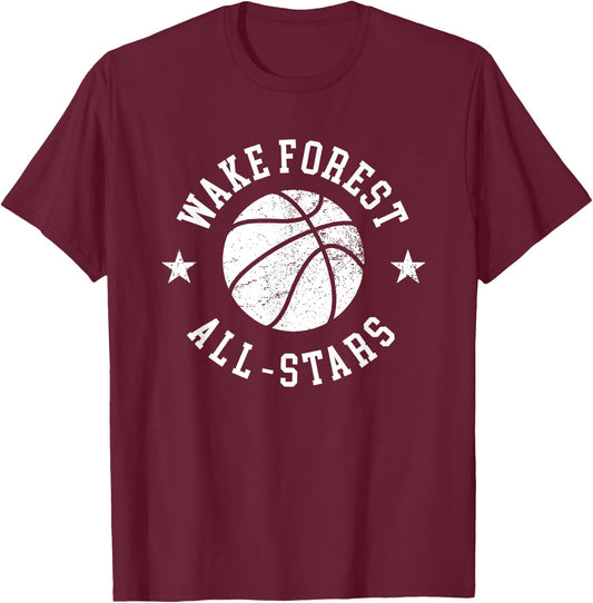 Wake Forest Vintage All-Stars Retro 80s Basketball T-Shirt - T-Shirt | Maroon
