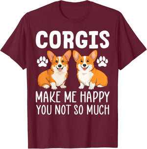 Corgis Make Me Happy Corgis Gifts for Corgi Lover Women T-Shirt - T-Shirt | Maroon