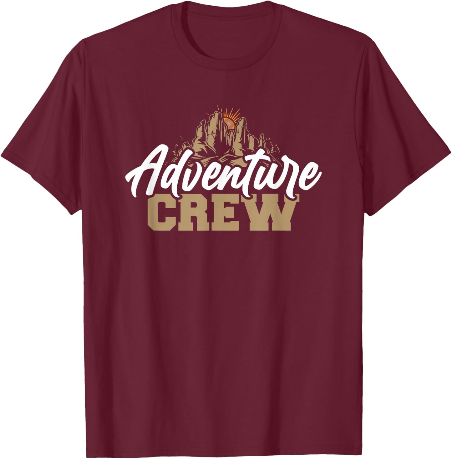 Outdoor Exploration Hiking Adventure Enthusiasts Adventure Crew , -Adult, Black, Small, Short Sleeve T-Shirt - T-Shirt | Maroon
