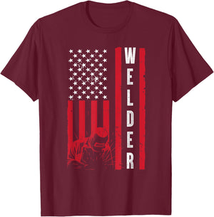 Cool Welding US Flag Art Women Welder Welding Lover T-Shirt - T-Shirt | Maroon