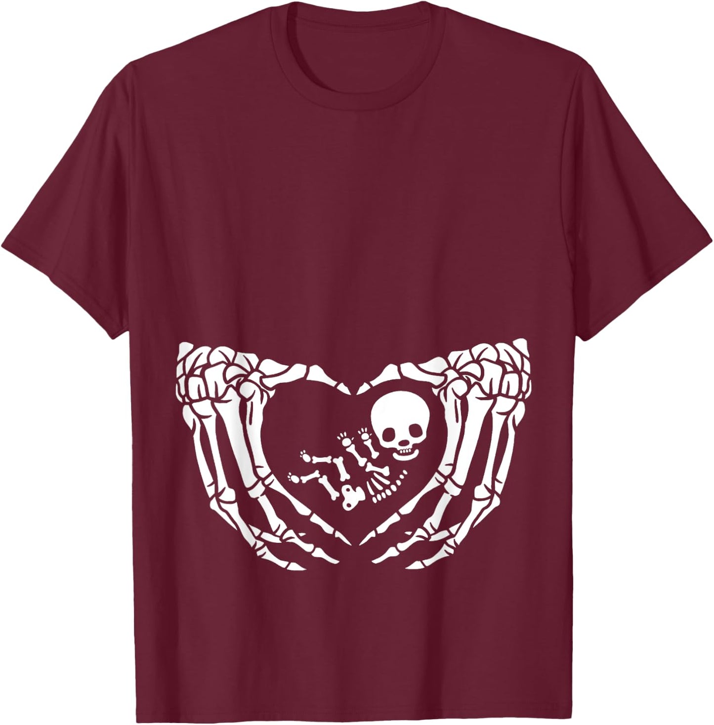 Skeleton Baby, Halloween Maternity, Spooky X-ray Pregnancy T-Shirt - T-Shirt | Maroon