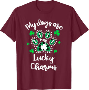 My Dogs are my Lucky Charms Shamrock Shirt St Patrick's Day T-Shirt - T-Shirt | Maroon