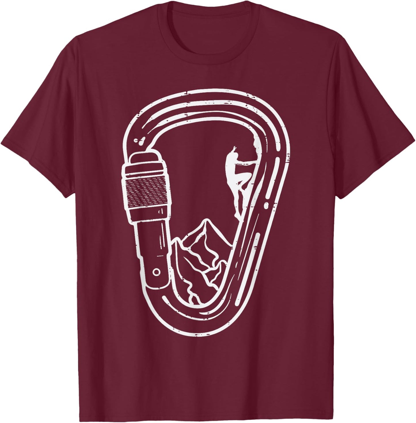 Climbing Carabiner Rock Climber Cool Mountain Men Women Kids T-Shirt - T-Shirt | Maroon