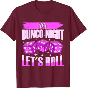 Let's Roll Bunco Game Night T-Shirt - T-Shirt | Maroon