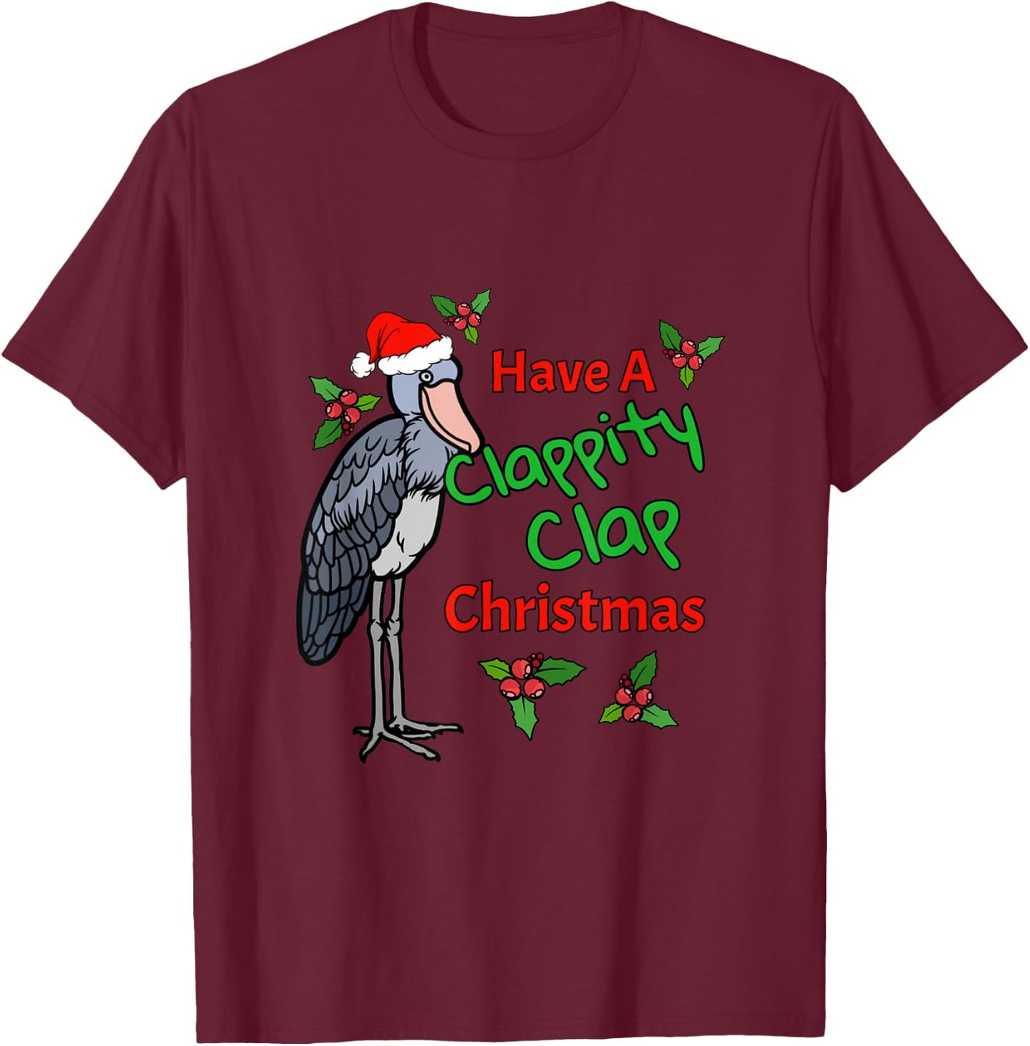 Shoebill Stork Funny Christmas Bird Animals Holiday Design T-Shirt - T-Shirt | Maroon
