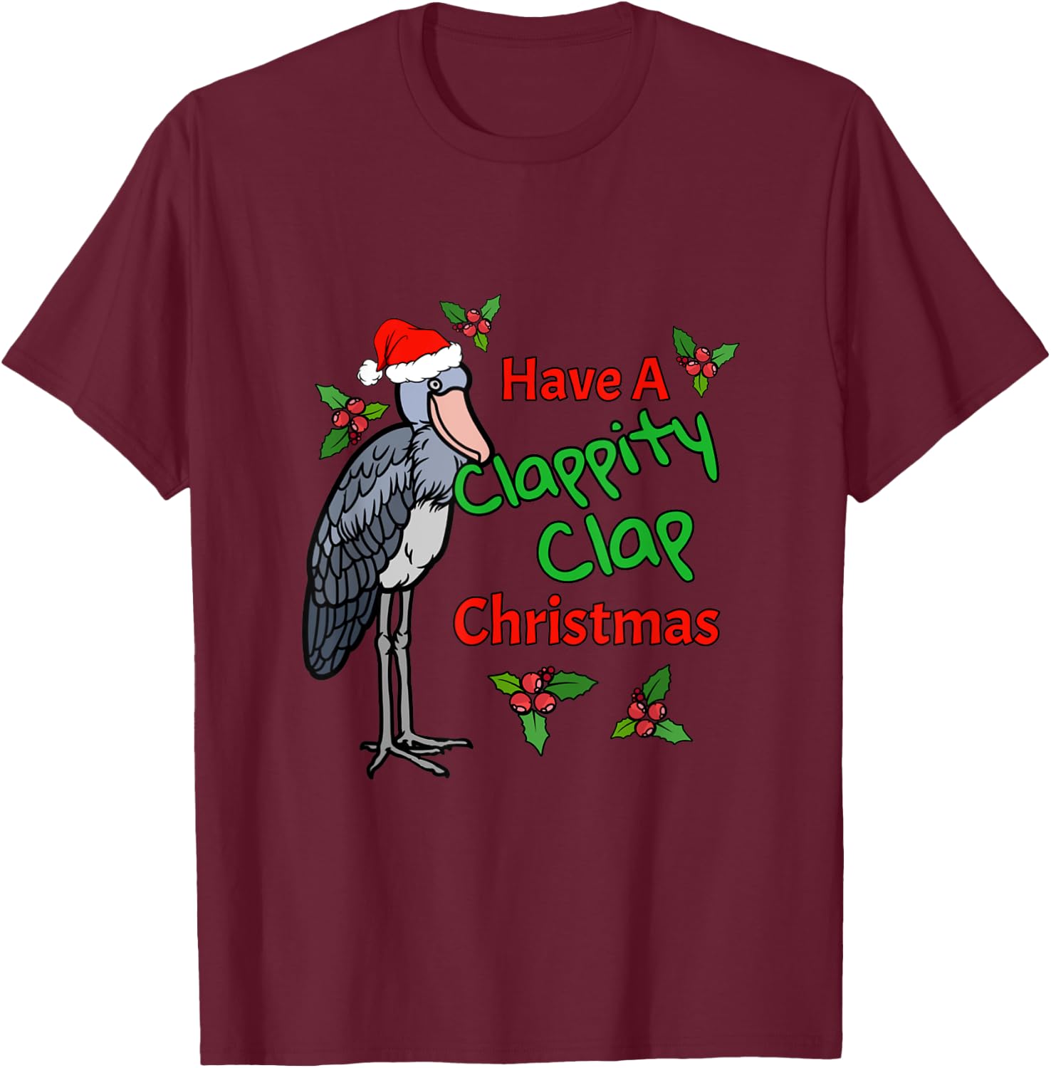 Shoebill Stork Funny Christmas Bird Animals Holiday Design T-Shirt - T-Shirt | Maroon