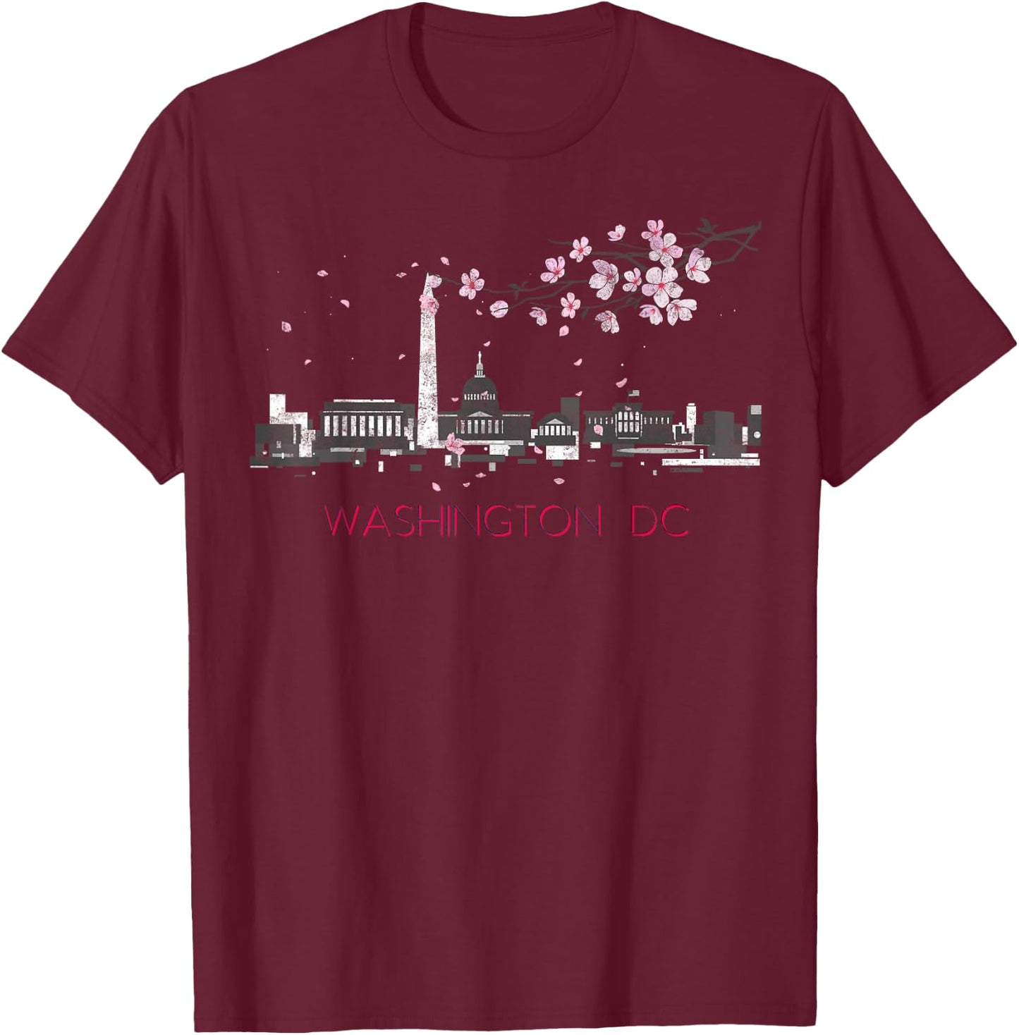 Washington D.C.Vacation Cherry Blossom White House Capitol T-Shirt - T-Shirt | Maroon