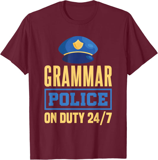 Grammar Police English Teacher Literature T-Shirt - T-Shirt | Maroon