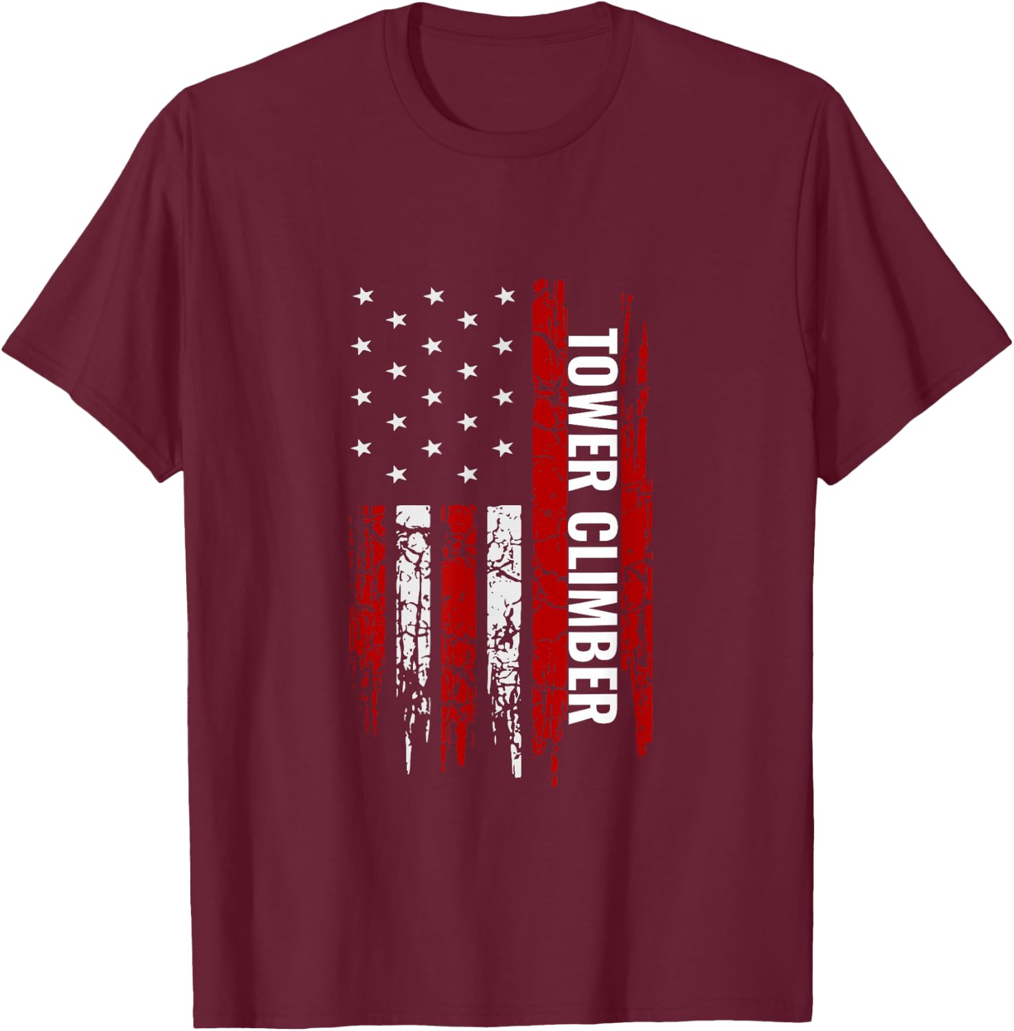 Tower Climber American USA Flag Climbing Men T-Shirt - T-Shirt | Maroon