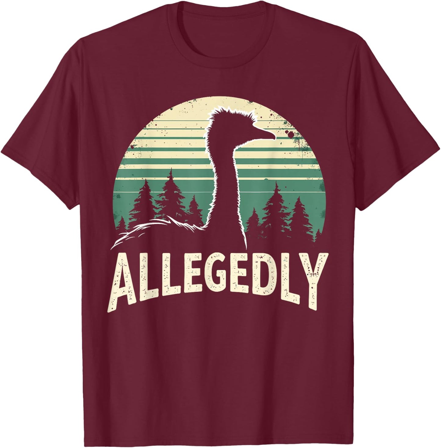 Allegedly Funny Bouquet Retro Forest Sunset T-Shirt - T-Shirt | Maroon