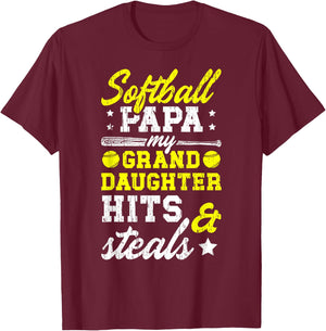 Softball Papa Grandpa Funny Papa Of A Softball Player T-Shirt - T-Shirt | Maroon