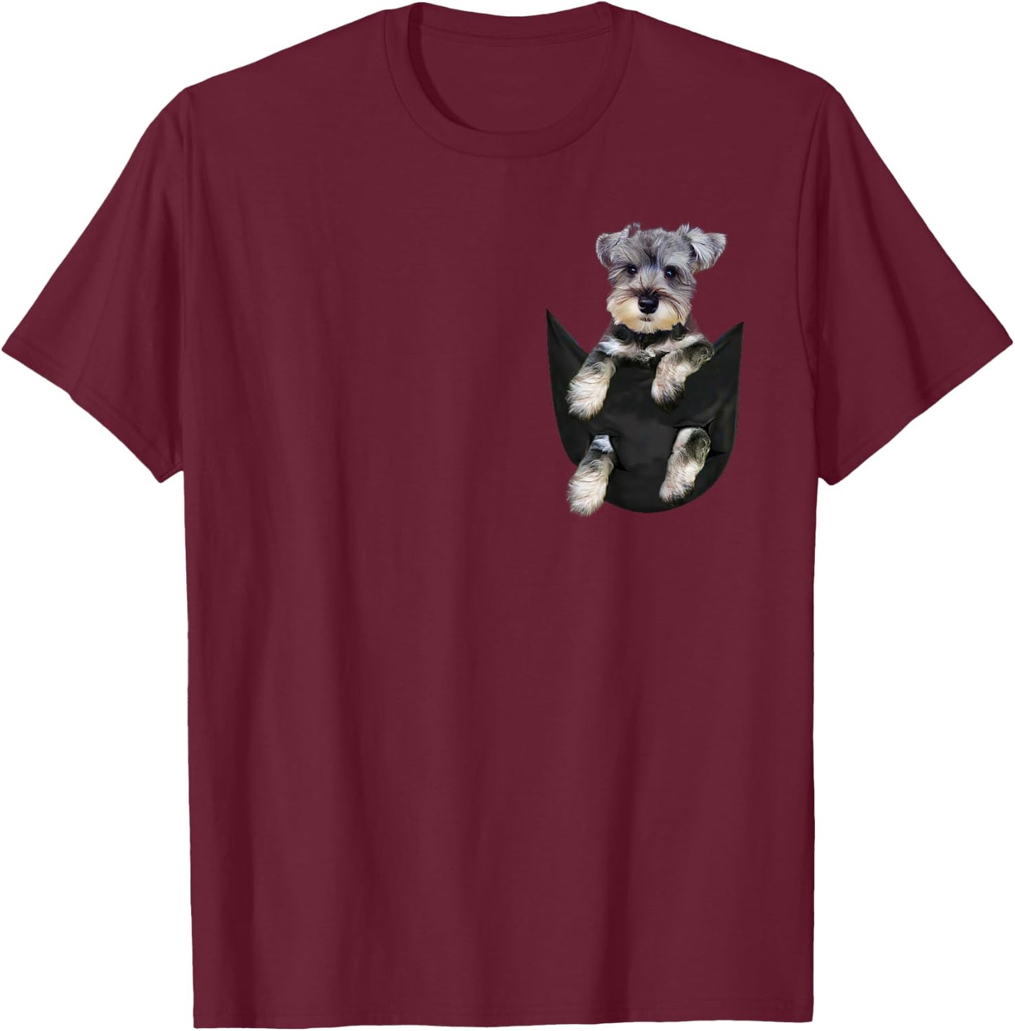 Schnauzer Dog in Pocket Puppy Gifts T-Shirt - T-Shirt | Maroon