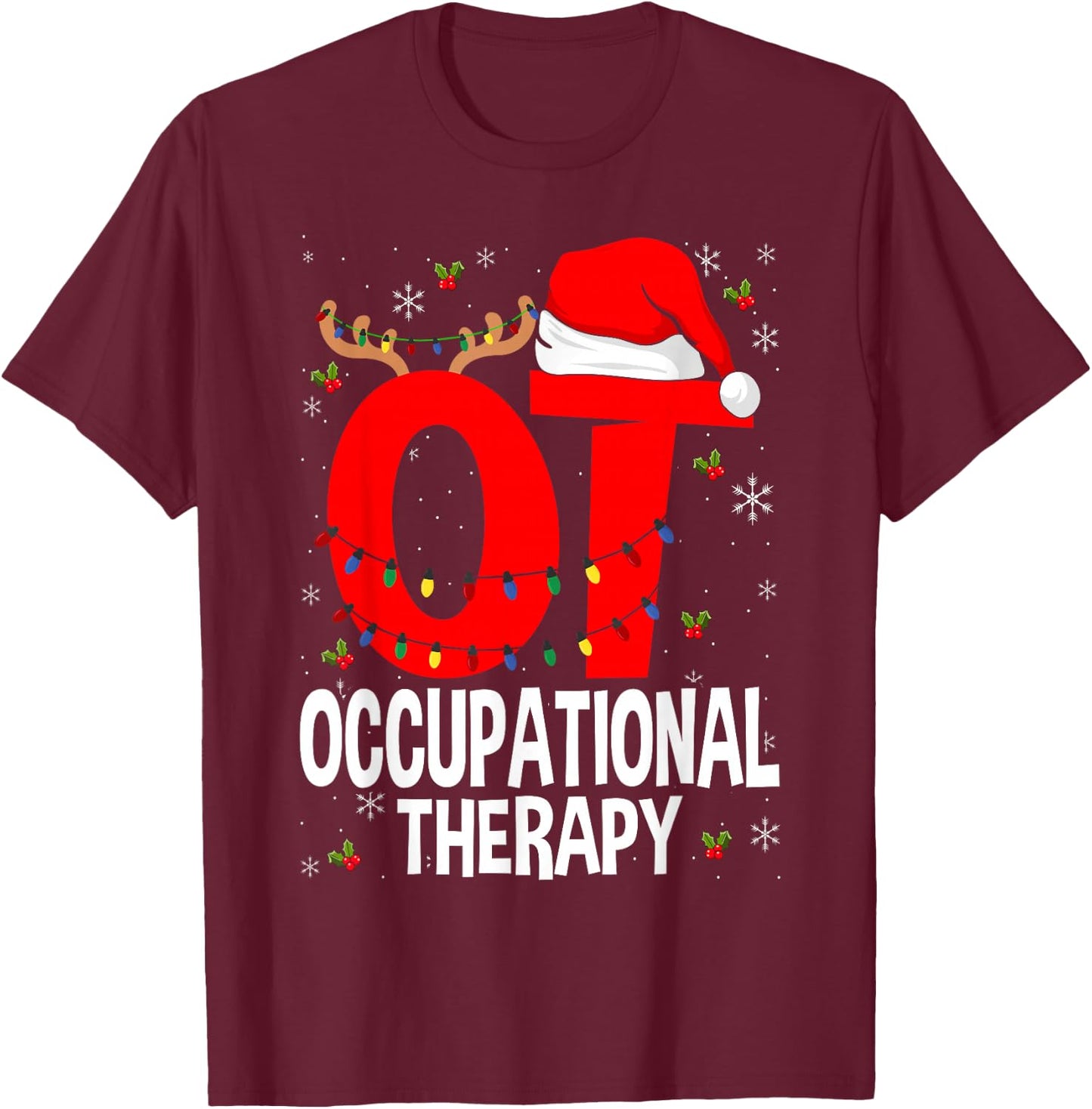 Therapy Christmas Lover Gift Co. Occupational Therapy Retro Groovy OT Therapist T-Shirt - T-Shirt | Maroon