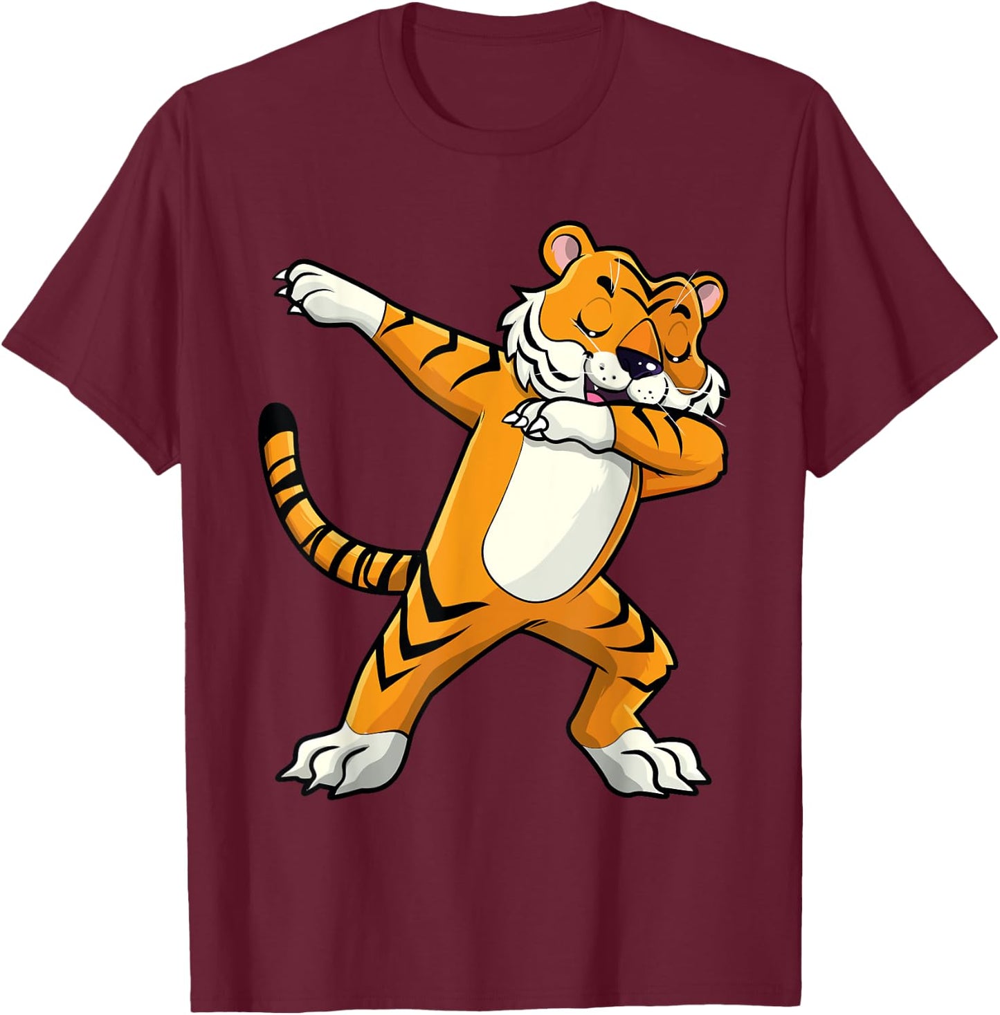 Dabbing Tiger Zoo Birthday Safari Lover Men Women Kids T-Shirt - T-Shirt | Maroon