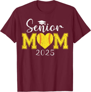 Senior Mom Softball 2025 Class Of 2025 Graduation T-Shirt - T-Shirt | Maroon