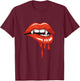 Red Lips Vampire Fangs Teeth Bite Dracula Halloween T-Shirt - T-Shirt | Maroon