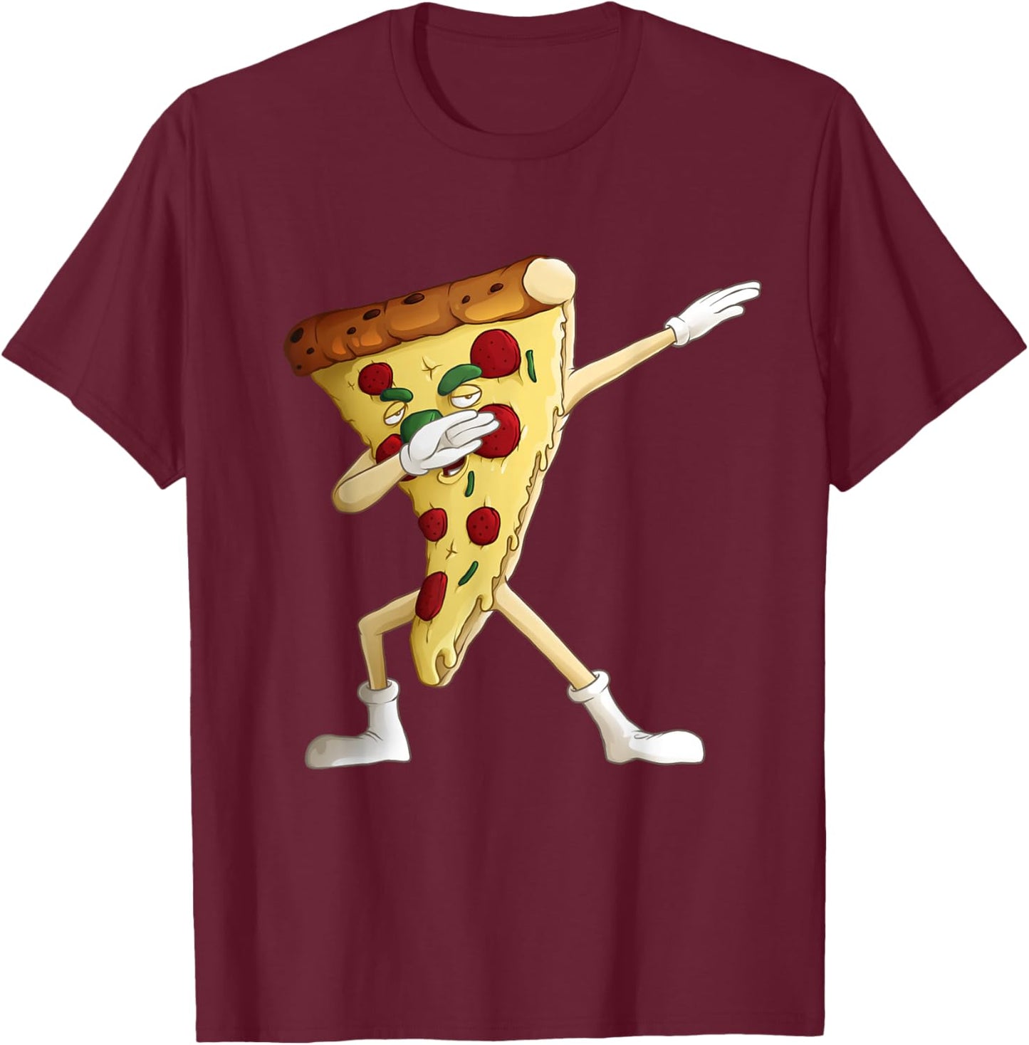 Cool Dabbing Pizza Design For Boys Girls Kids Pizza Lover T-Shirt - T-Shirt | Maroon