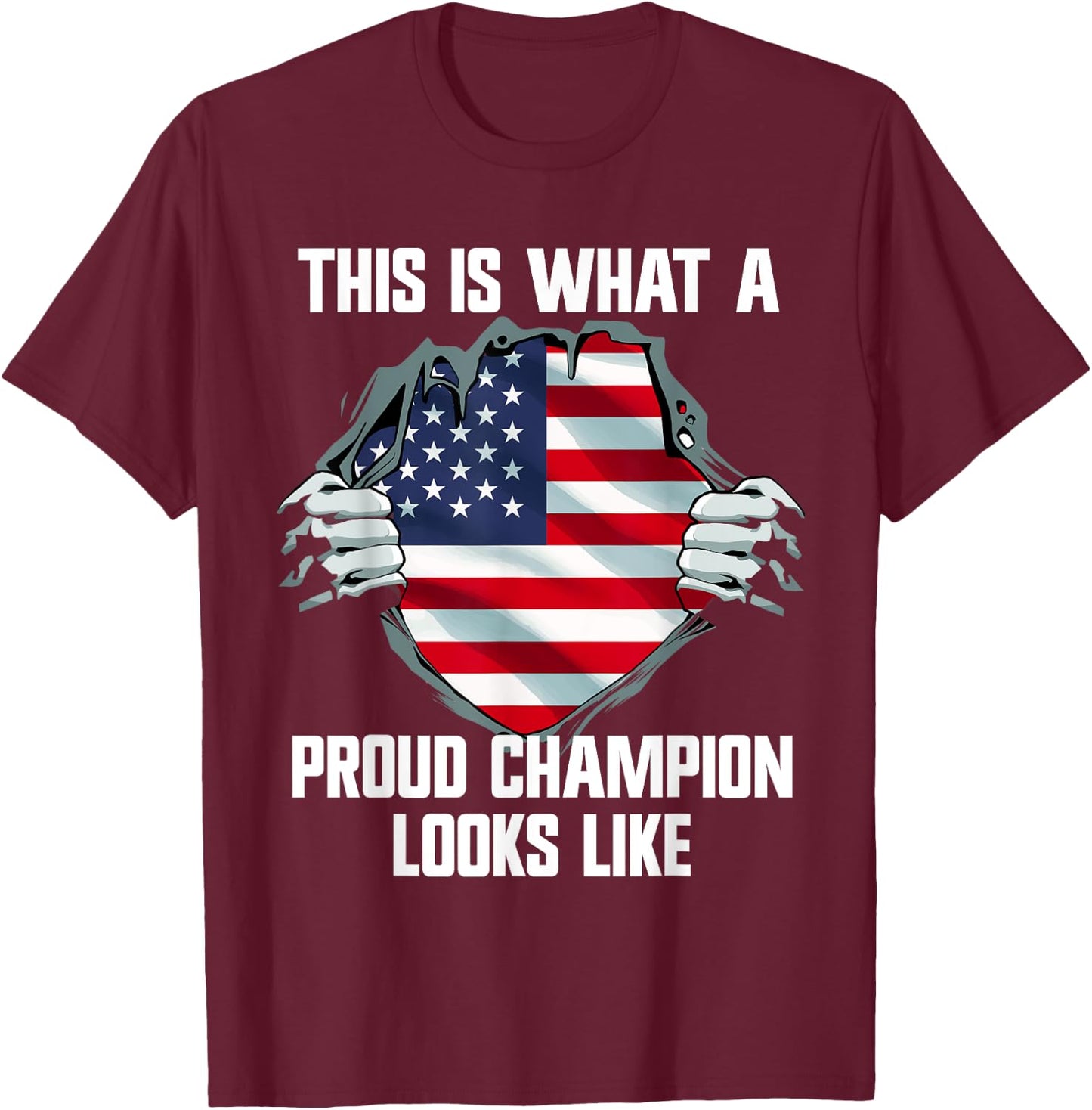 This is what a proud champion looks like - USA flag T-Shirt - T-Shirt | Maroon