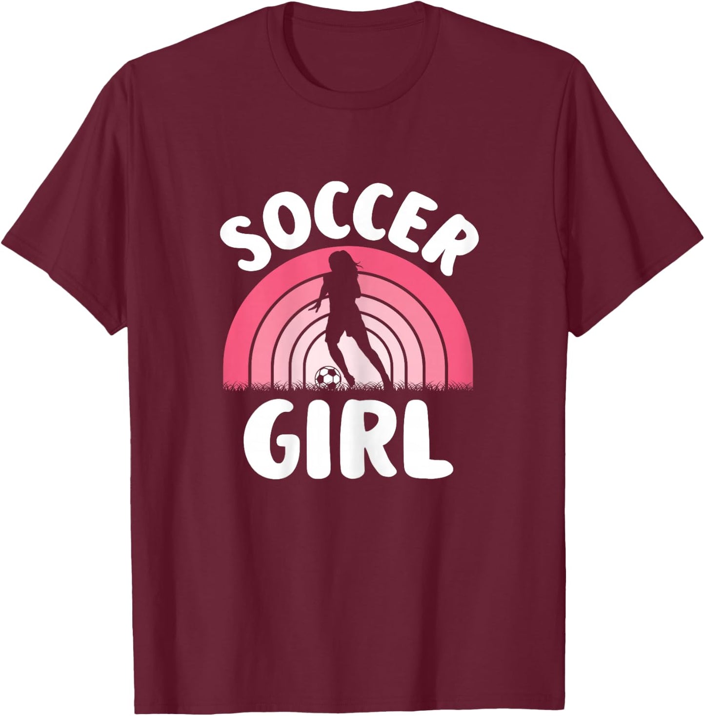 Soccer Girl Cute Pink Soccer Lover Women Girls Kids T-Shirt - T-Shirt | Maroon