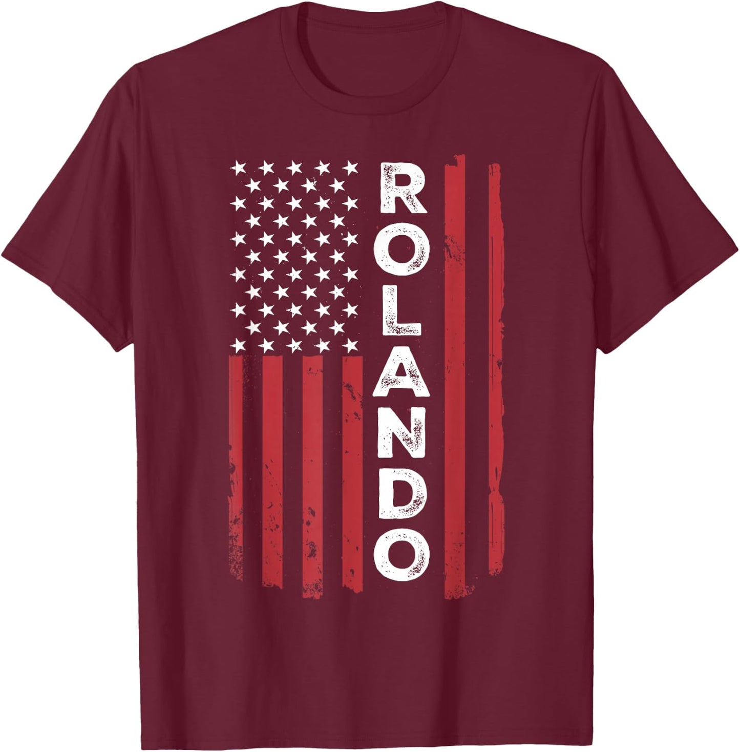 Rolando USA Flag American Flag Patriotic T-Shirt - T-Shirt | Maroon