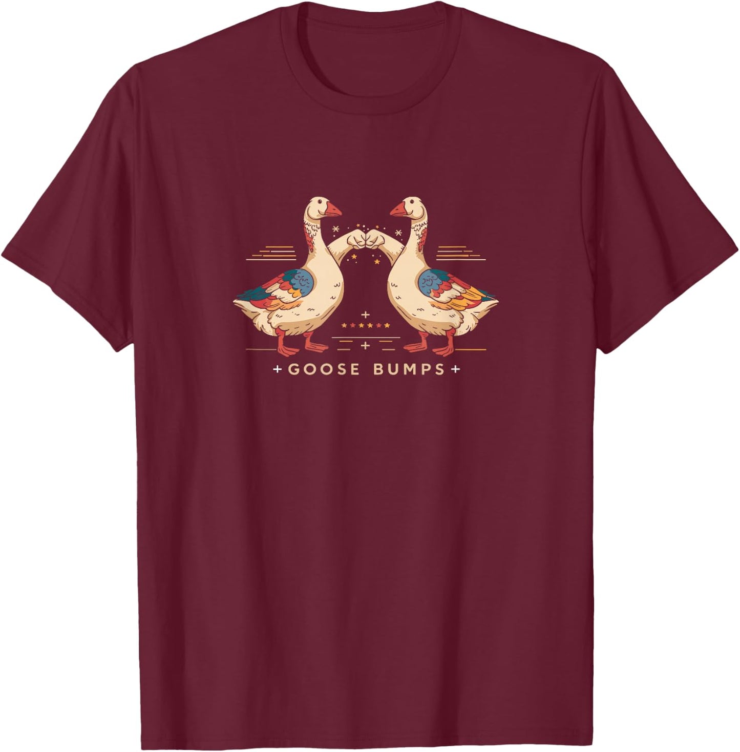 Vintage Goose Bumps Pun Fist Bump Geese Pals Kawaii Geese T-Shirt - T-Shirt | Maroon