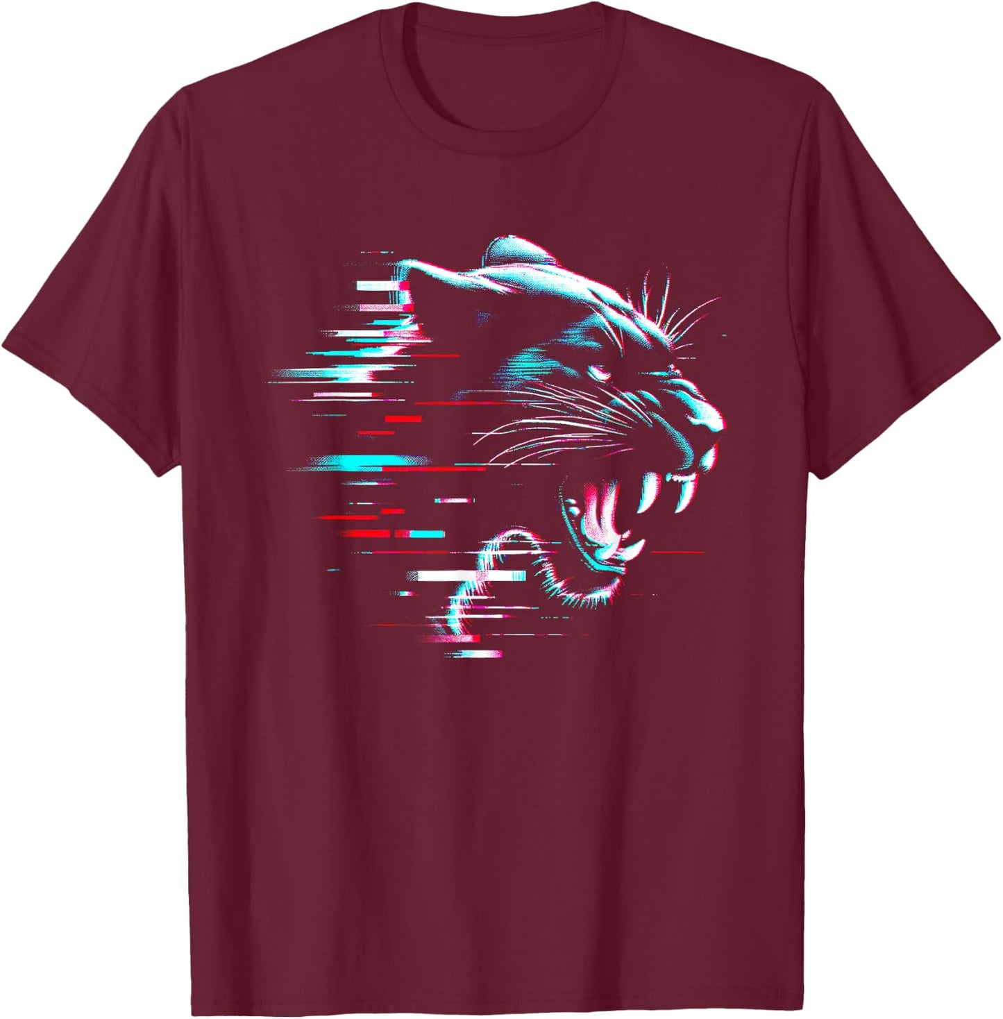 Black Panther Glitch - Vintage Panther Wild Animal Lover T-Shirt - T-Shirt | Maroon
