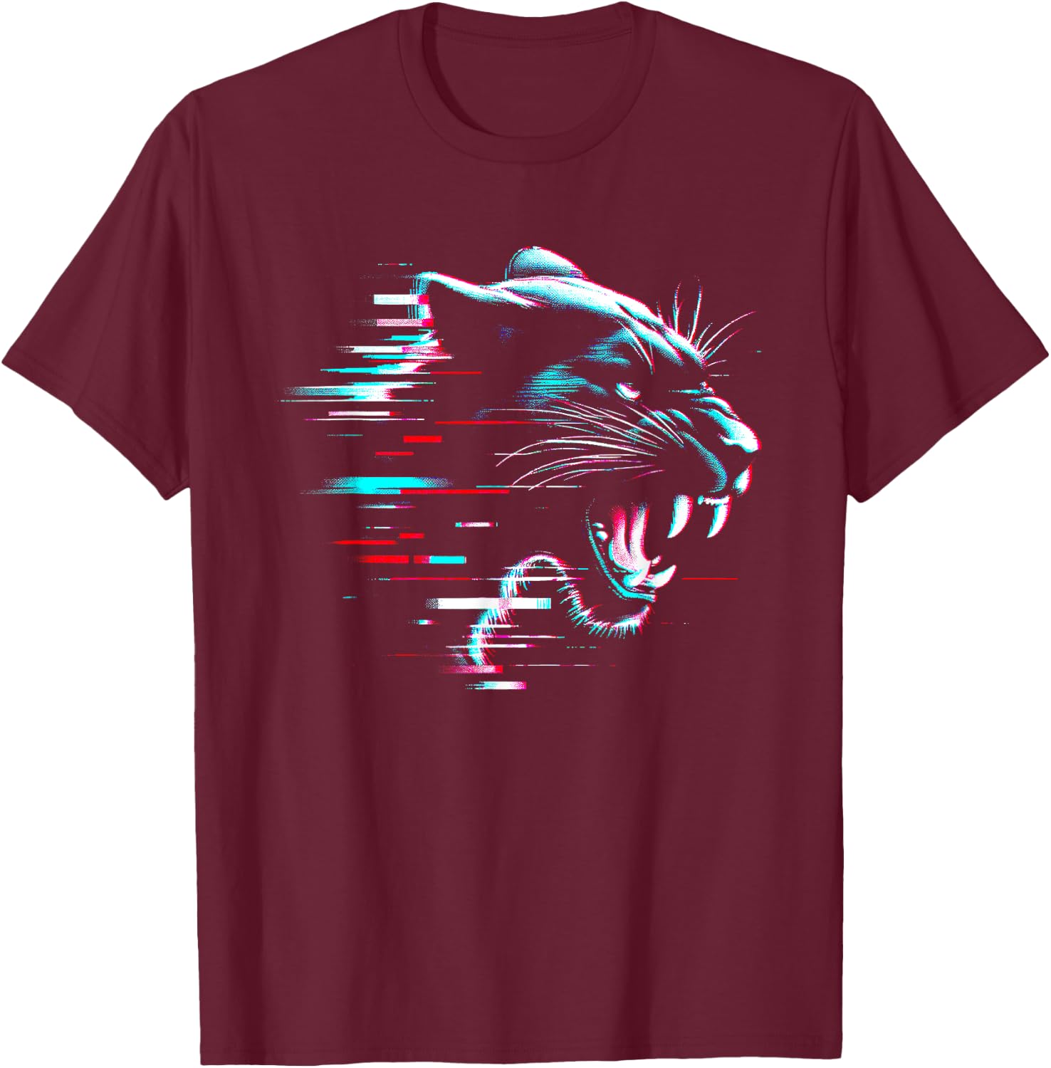 Black Panther Glitch - Vintage Panther Wild Animal Lover T-Shirt - T-Shirt | Maroon