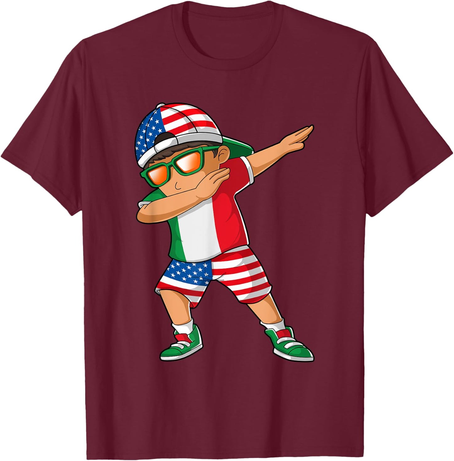 Half American Half Italian Boy Kid Italy Flag Patriotic T-Shirt - T-Shirt | Maroon