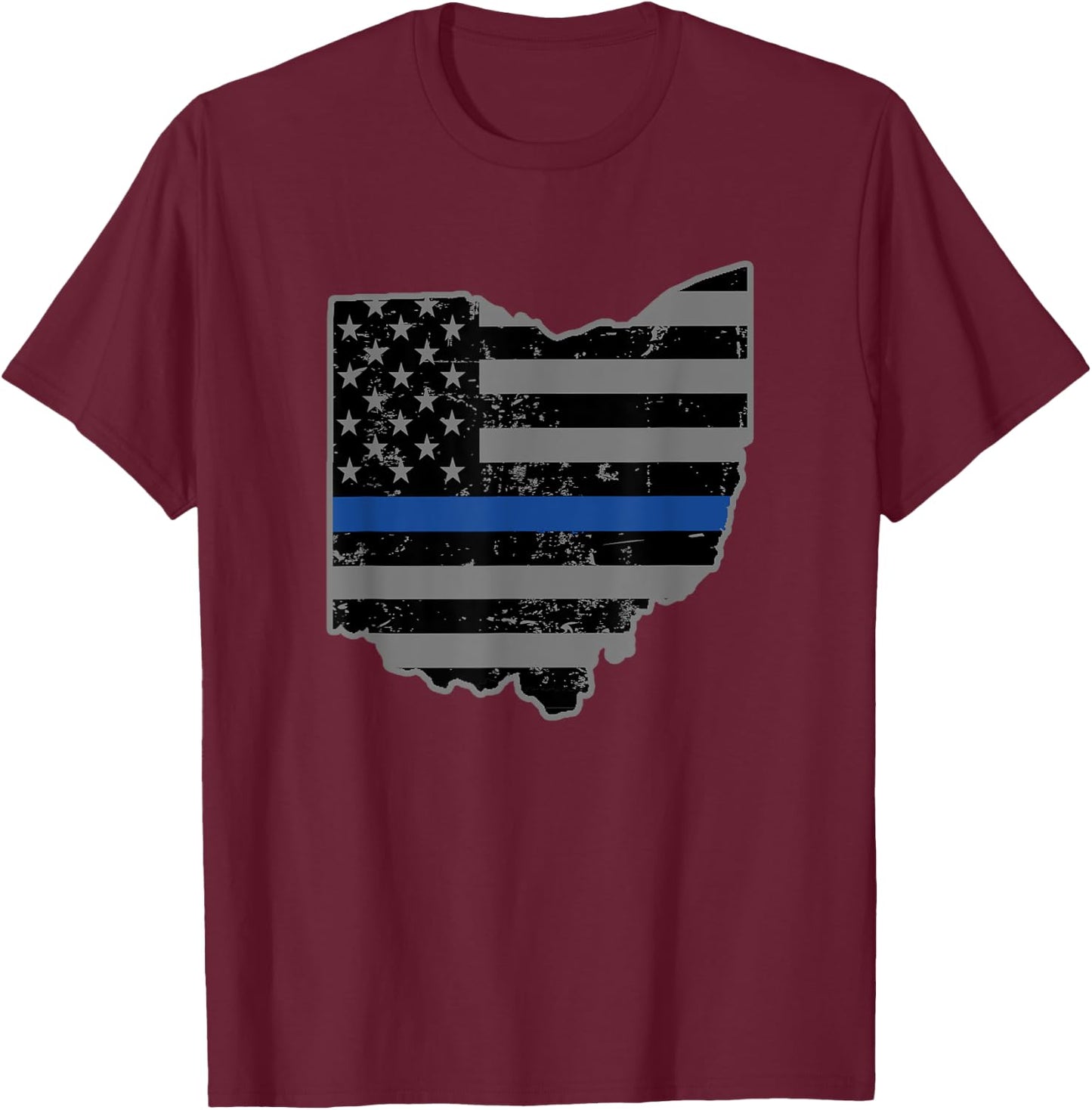 Ohio Highway Patrol Shirt Thin Blue Line Flag Shirt T-Shirt - T-Shirt | Maroon