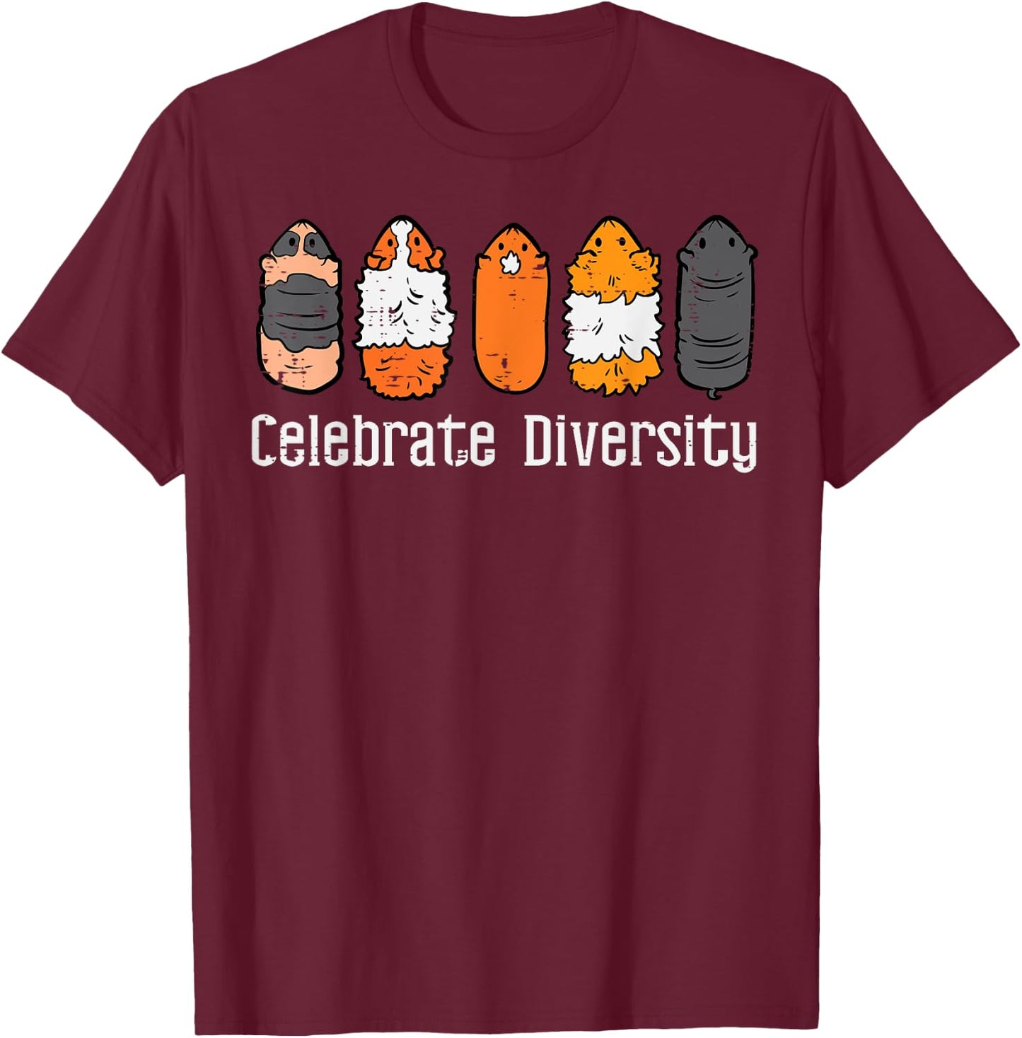 Guinea Pig Breeds Celebrate Diversity Cavy Men Women Kids T-Shirt - T-Shirt | Maroon