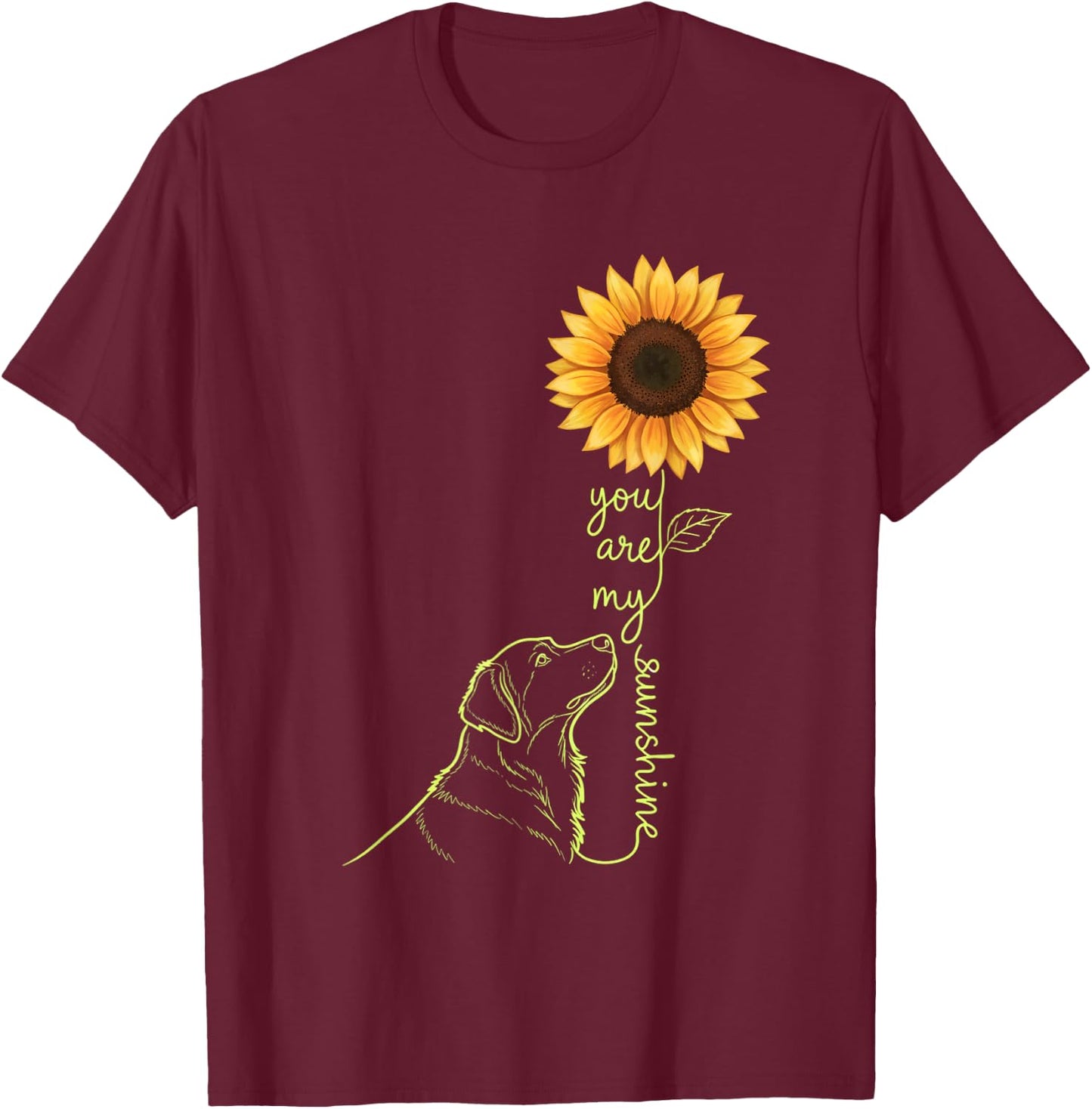 Cat You are My Sunshine Sunflower Cat Lover Design T-Shirt - T-Shirt | Maroon
