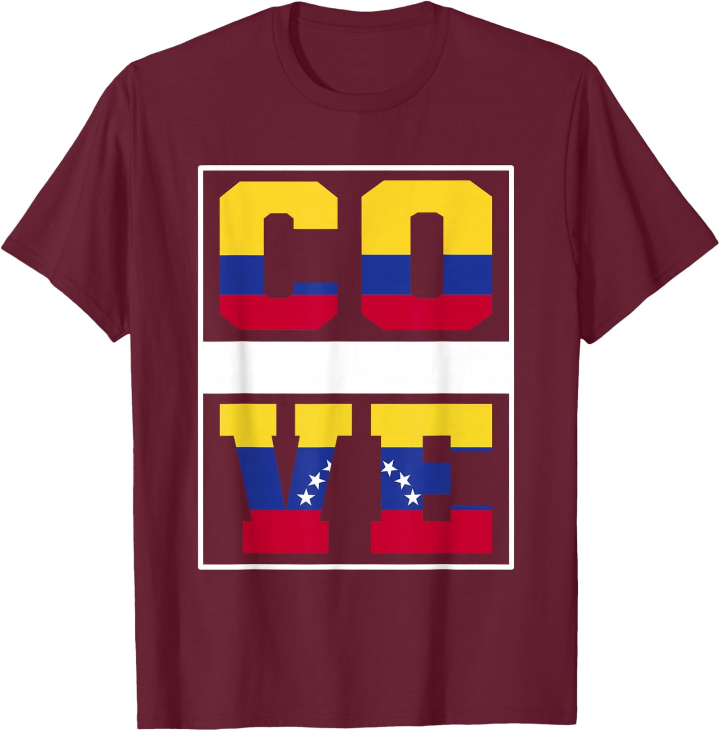 Half Colombian Venezuelan Mixed Heritage Colombia Venezuela T-Shirt - T-Shirt | Maroon